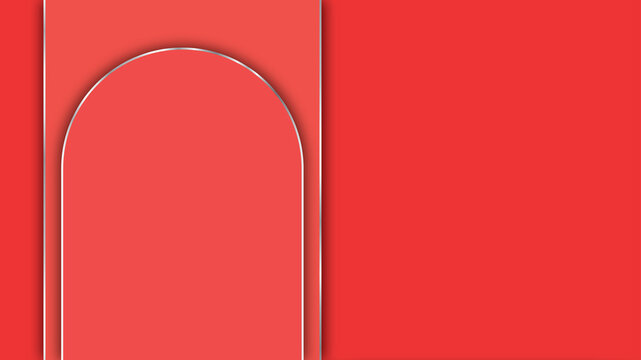 Red Abstract Background with Arched Frame and Silver Outline