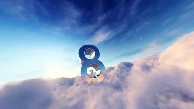 Futuristic Digital Countdown Timer From 10 to 1 in Cloud and Sky Background