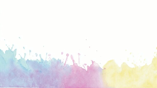 Pastel watercolor paint splash border with copy space, abstract frame, seamless loop