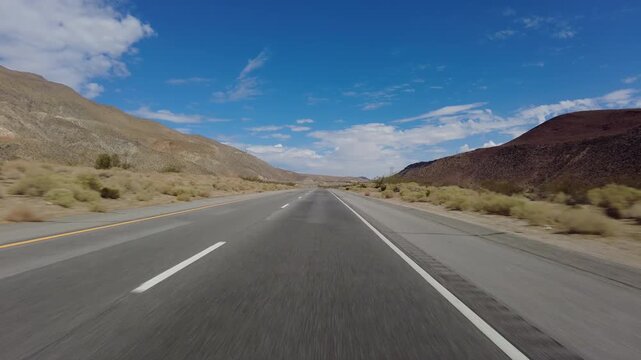 395 Scenic Byway North 3 Ridgecrest to Owens Lake 16 Front View MultiCam Driving Plate Sierra Nevada Mts California
