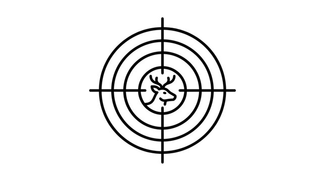 Minimalist Deer Head Target Icon Symbolizing Wildlife Hunting and Aiming Precision
