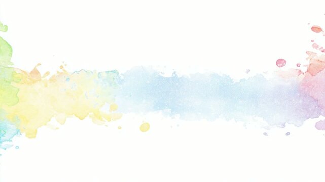 Colorful watercolor paint splash border with copy space text overlay, hand drawn digital animation seamless loop