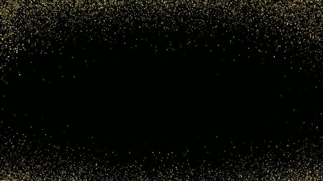 Gold glitter border frame with empty center for text overlay, hand drawn stop motion animation, seamless loop