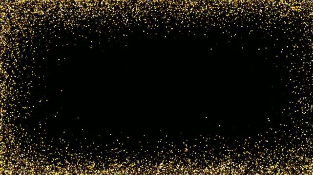 Gold glitter border frame with copy space, animated stop motion style, seamless loop
