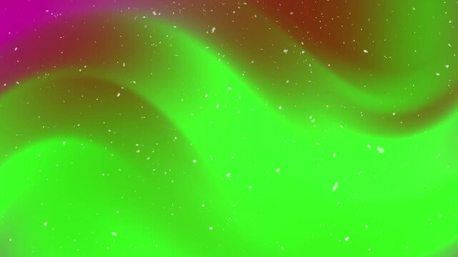 Vibrant green and pink aurora lights flowing with white particles