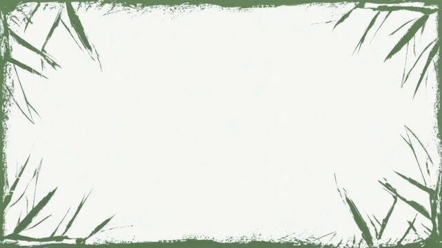 Hand drawn bamboo leaf frame border with copy space text overlay seamless loop