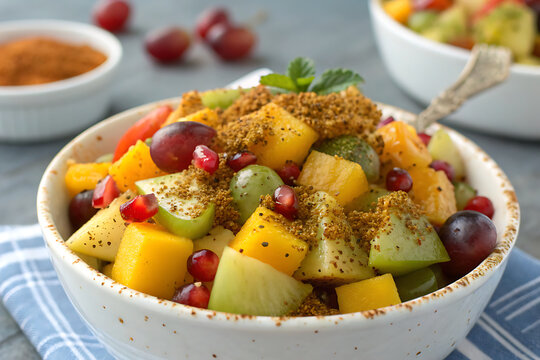 Fresh fruit chaat with chaat masala