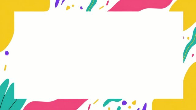 Colorful abstract border frame with copy space, hand drawn digital stop motion animation seamless loop