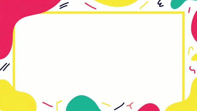 Colorful hand drawn animated border frame with copy space text overlay seamless loop