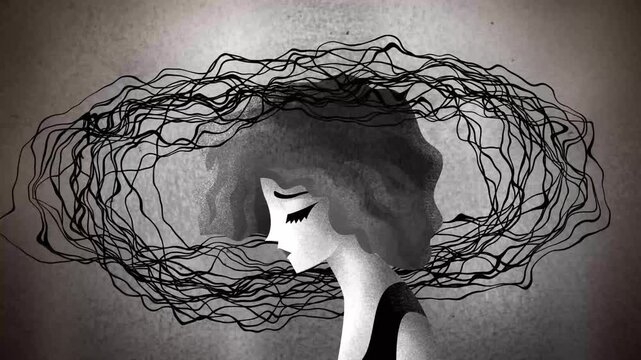 sad woman overwhelmed by thoughts