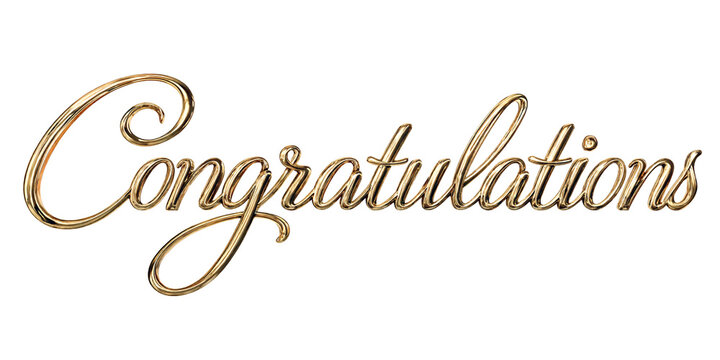 Elegant golden congratulations text in cursive font perfect for celebrations and special occasions design