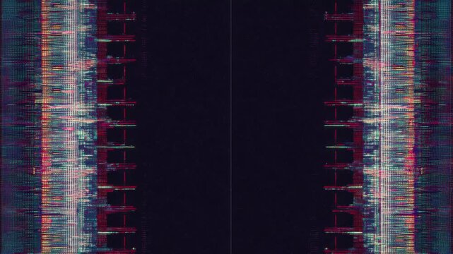 Abstract neon glitch frame border with copy space, digital stop motion animation seamless loop