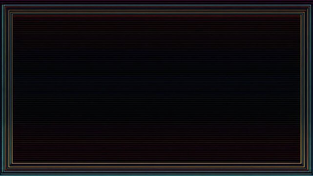 Neon multicolor animated frame border with copy space text overlay, stop motion style seamless loop