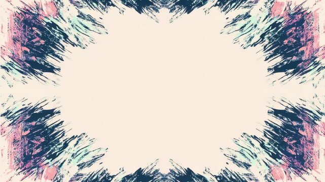 Abstract painted frame border with textured brush strokes and copy space, hand drawn digital stop motion seamless loop