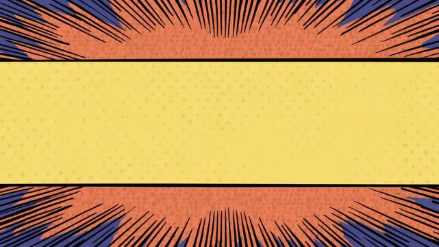Hand drawn comic burst frame with empty center for text overlay, seamless loop