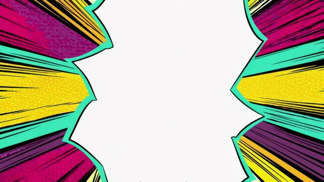 Pop art comic burst frame border with copy space, hand drawn stop motion animation seamless loop