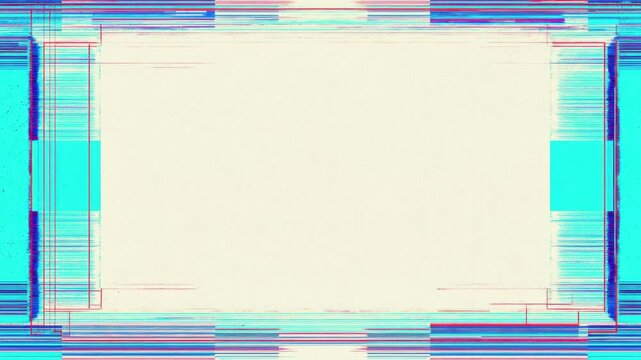 Animated glitch border frame with empty center for text overlay, seamless loop, hand drawn digital style