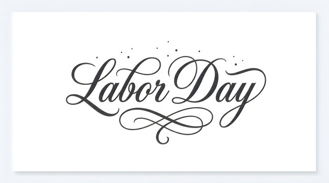 Elegant black calligraphy text for labor day celebration isolated on a clean white background for design