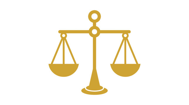Golden Balance Scale Icon Isolated on Transparent Background