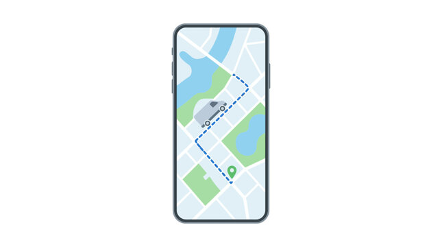 Smartphone Navigation App with Route and Destination