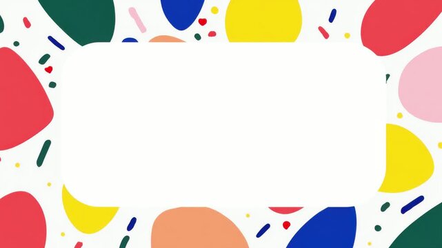 Colorful abstract confetti frame with center copy space, hand drawn stop motion animation, seamless loop
