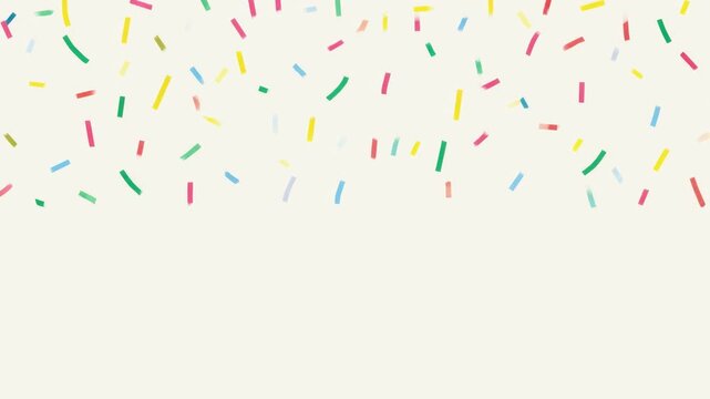 Colorful confetti pieces falling on light background, abstract background animation, seamless loop