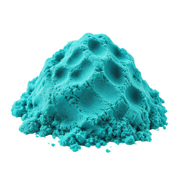 Soft sensory texture of blue kinetic sand pile with smooth and crumbly surface for creative play and tactile experience