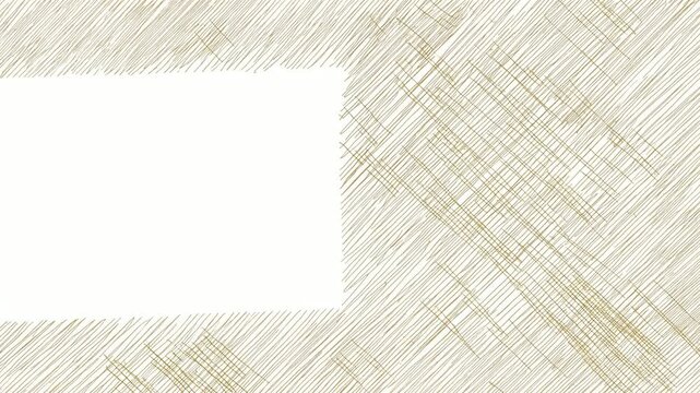 Hand drawn sketch border frame with empty center for text overlay, seamless loop animation