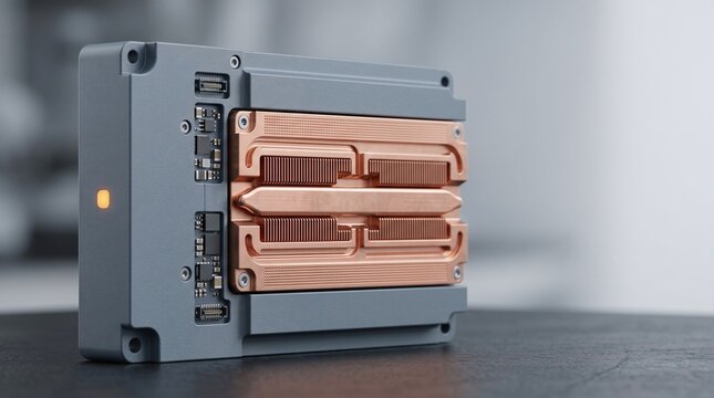 Solid State Battery SSB cooling plate module 3D illustration with copy space