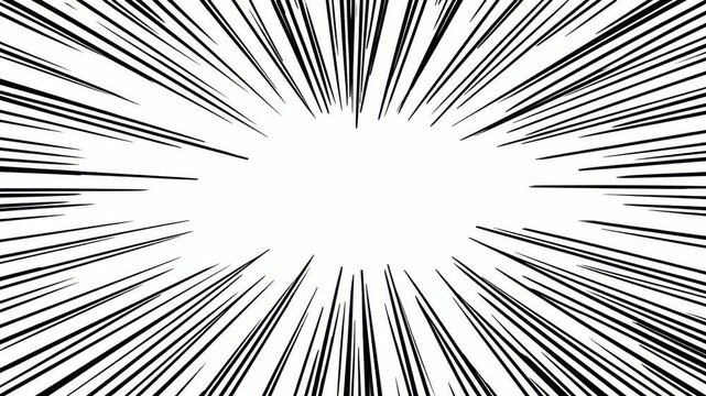 Hand drawn comic burst frame border with empty center for text overlay, seamless loop