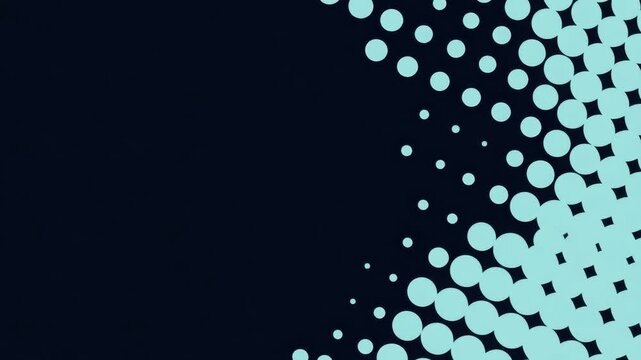 Abstract glowing circle pattern background with diagonal bubble dots, dark blue backdrop, seamless loop