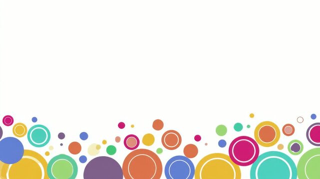 colorful abstract circles border frame with copy space text overlay hand drawn digital stop motion seamless loop