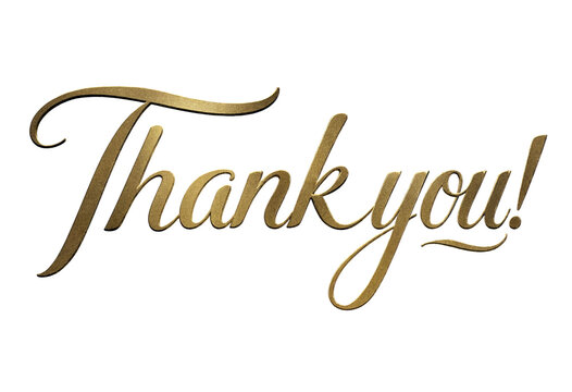 Elegant golden thank you text in cursive font perfect for cards invitations and appreciation messages