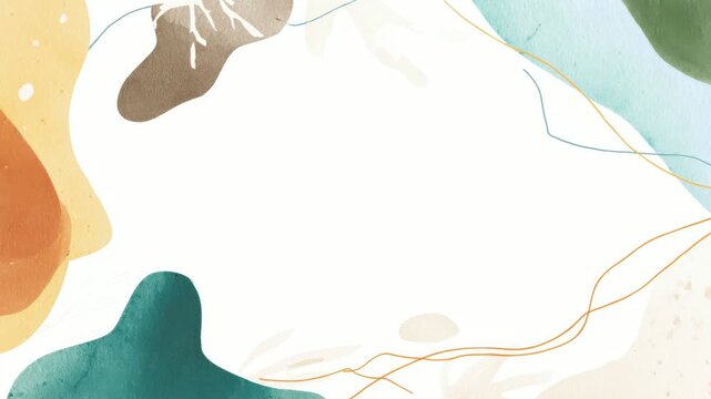 Abstract hand drawn animated border frame with colorful organic shapes, copy space text overlay, seamless loop