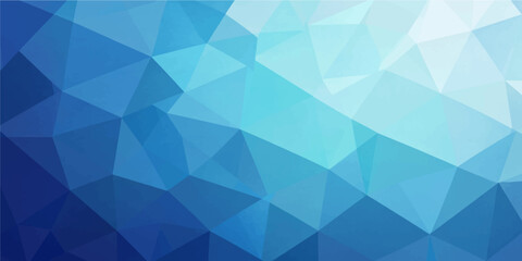 Obraz premium Blue cyan polygon abstract geometric faceted background with gradient texture modern low poly artistic design