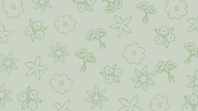 Flower pattern background in hand drawn lineal doodle style motion seamless looping animation