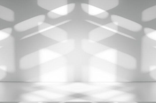 Wall interior background, studio and backdrops show products.with shadow from window color white and grey. background for text insertion and presentation product	