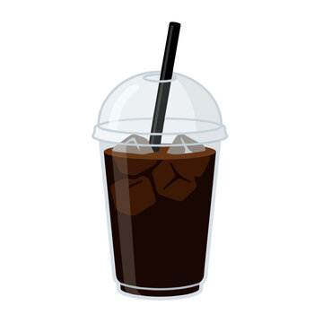 Classic Iced Americano Coffee Flat Vector Illustration Isolated on White
