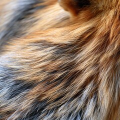 Naklejka premium Close view of fox fur showing soft details and warm tones in a natural setting during daylight hours in a forest.