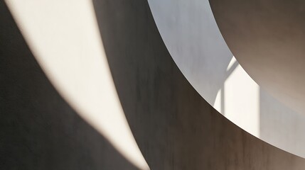 Fototapeta premium Abstract architectural curves of a modern building interior with light and shadows.