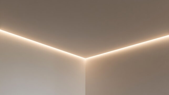 Minimalist ceiling corner with modern hidden LED strip lighting.