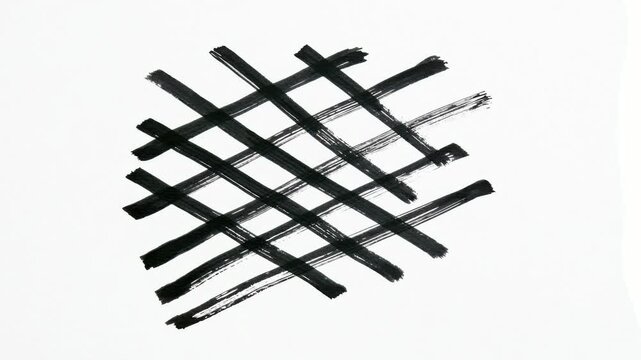 Abstract hand drawn crosshatch lines on white background, stop motion animation, seamless loop