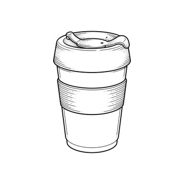 Reusable coffee cup with silicone lid for sustainable takeaway lifestyle