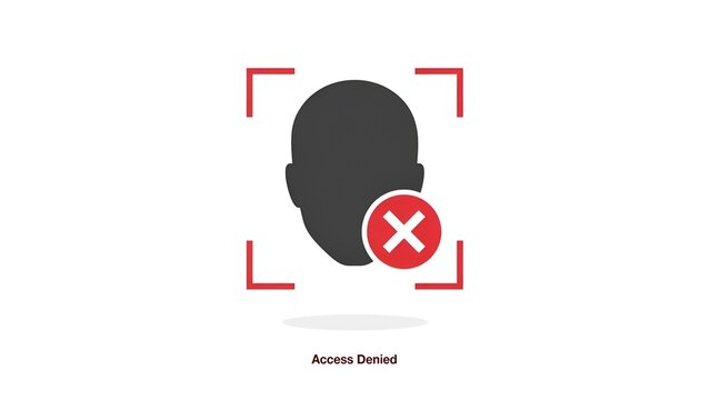 Facial recognition scan failure with red cross icon and access denied text
