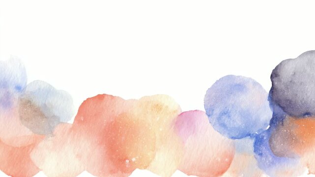 Abstract watercolor cloud border with pastel painted shapes and copy space, hand drawn digital animation, seamless loop