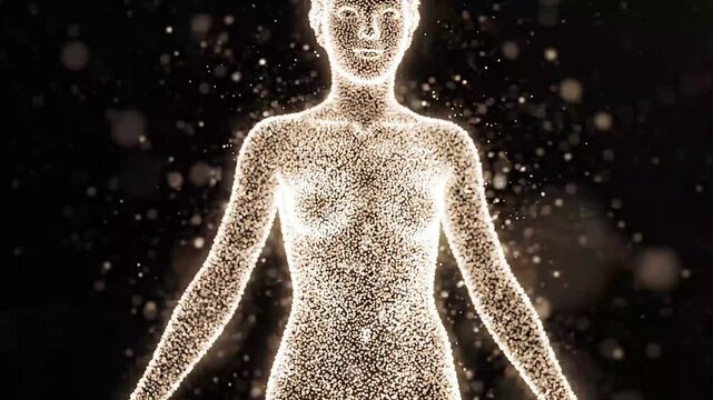 Glowing Particle Animation Forming Human Body Silhouette
