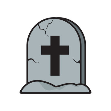 Cartoon gravestone illustration with cross