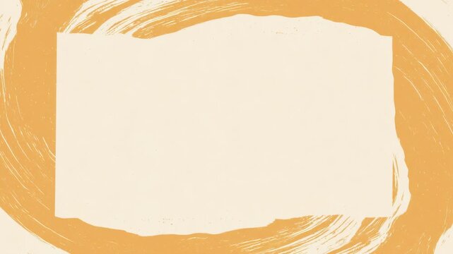 Hand drawn orange brush frame border with copy space text overlay seamless loop
