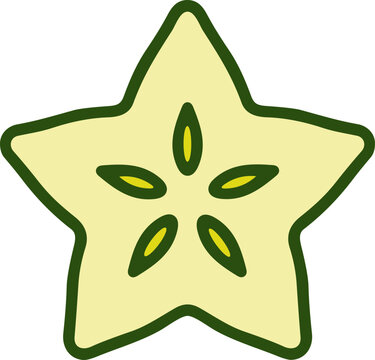 Fresh Star Fruit Slice Illustration