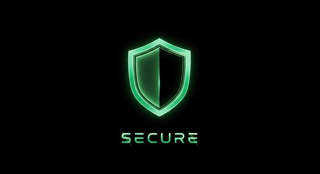 Cybersecurity shield icon concept. Secure technology logo for data protection and safety.